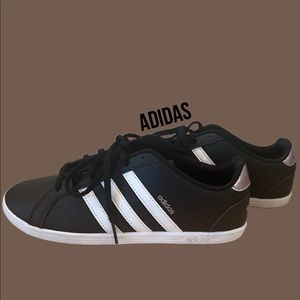Adidas Black, White & Rose Gold Sneakers
